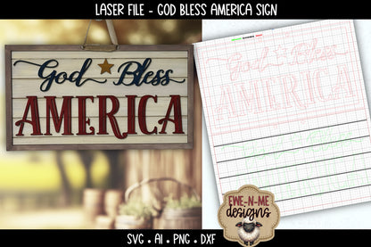 God Bless America Sign | Laser Cut SVG File