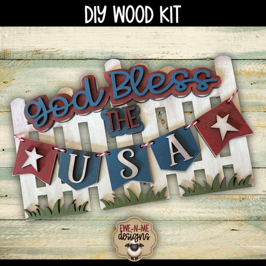 God Bless USA Patriotic Fence | DIY WOOD KIT
