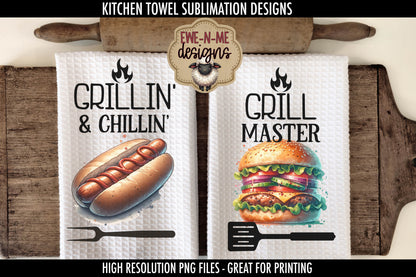 Grill Master Chillin Fathers Day - Kitchen Towel Sublimation Designs