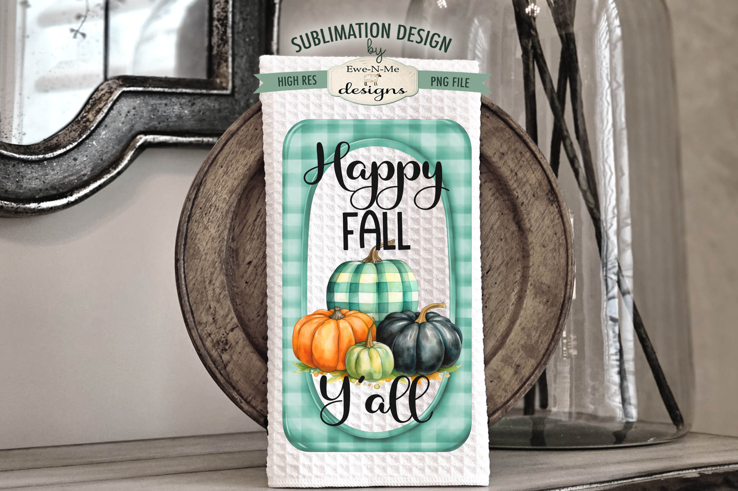 Fall Plaid Pumpkins - Kitchen Towel Sublimation Designs