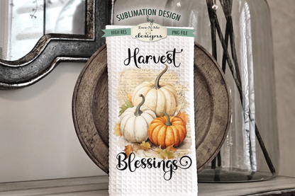 Fall Blessings Pumpkin Towel - Kitchen Towel Sublimation Designs