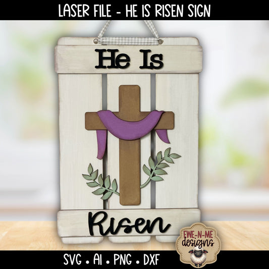 He Is Risen Layered Cross Sign | Laser Cut SVG File