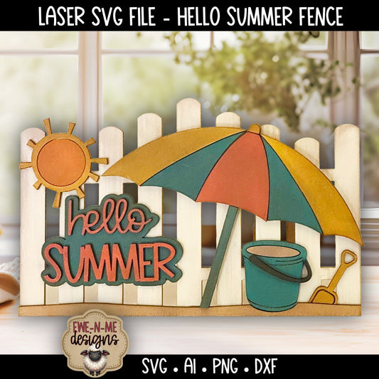 Hello Summer Beach Umbrella Fence | Laser Cut SVG File
