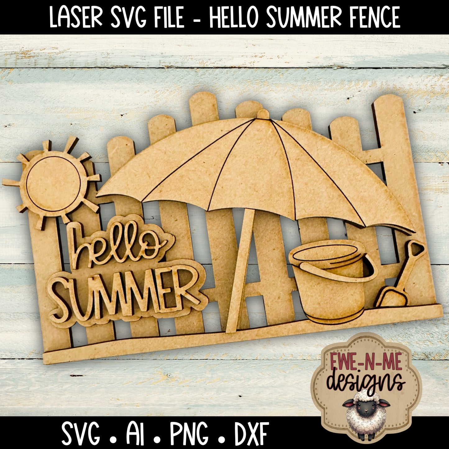 Hello Summer Beach Umbrella Fence | Laser Cut SVG File