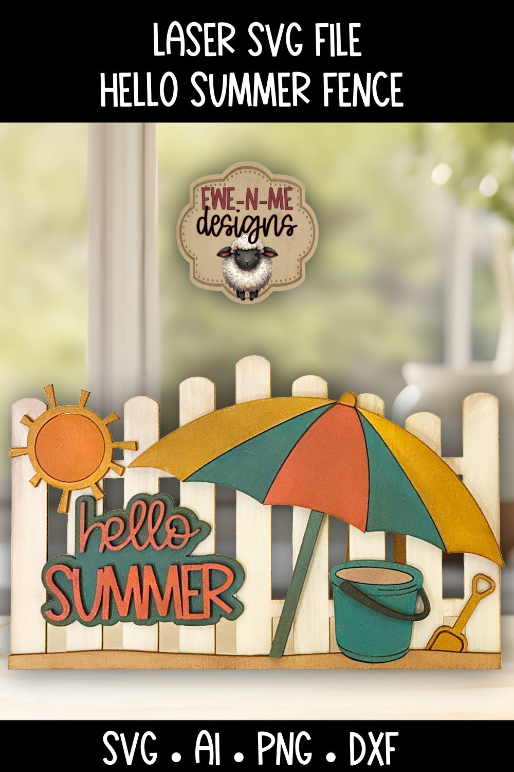 Hello Summer Beach Umbrella Fence | Laser Cut SVG File