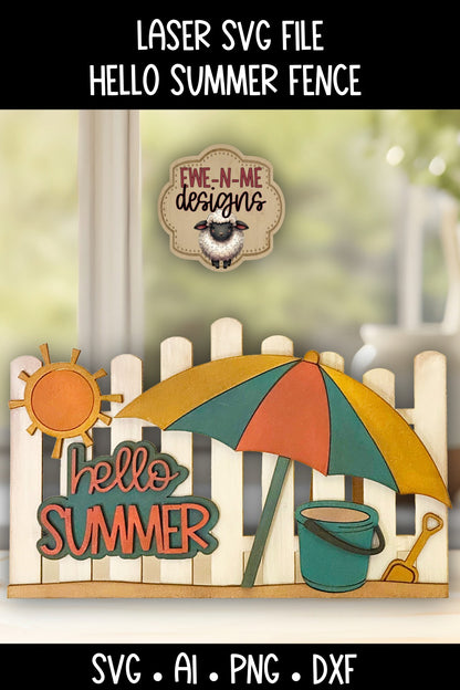 Hello Summer Beach Umbrella Fence | Laser Cut SVG File