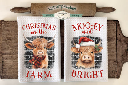 Christmas Highland Cow - Kitchen Towel Sublimation Designs