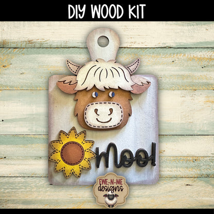 Highland Cow Cutting Board Mini Sign | DIY WOOD KIT