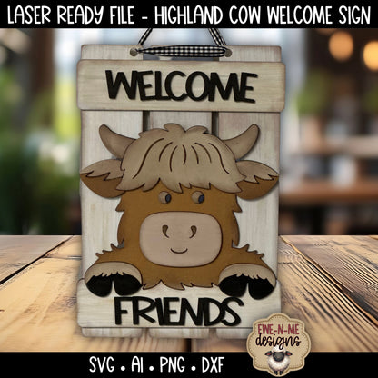 Highland Cow Welcome Sign | Laser Cut SVG File