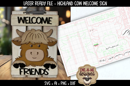 Highland Cow Welcome Sign | Laser Cut SVG File
