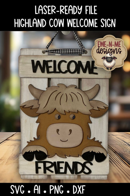 Highland Cow Welcome Sign | Laser Cut SVG File
