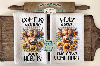 Highland Cow Designs - Bundle of 16 - Kitchen Towel Sublimation Designs