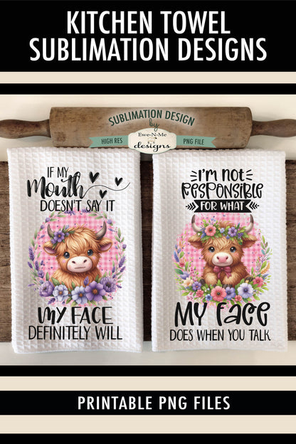 Sassy Highland Cows - Kitchen Towel Sublimation Designs