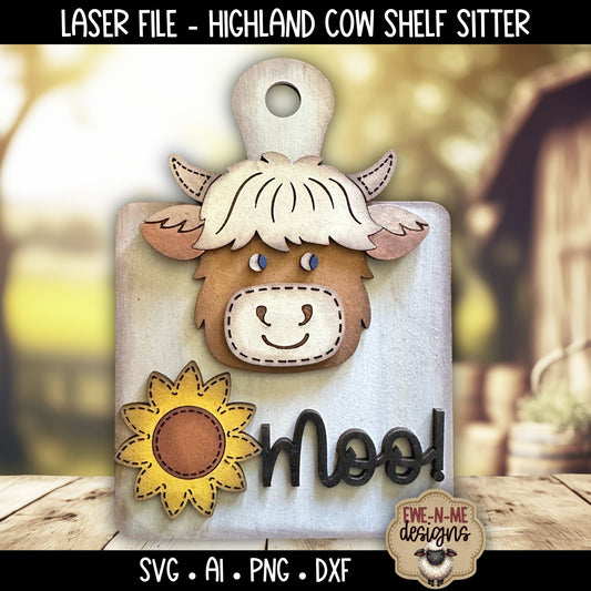 Highland Cow Cutting Board Shelf Sitter | Laser Cut SVG File