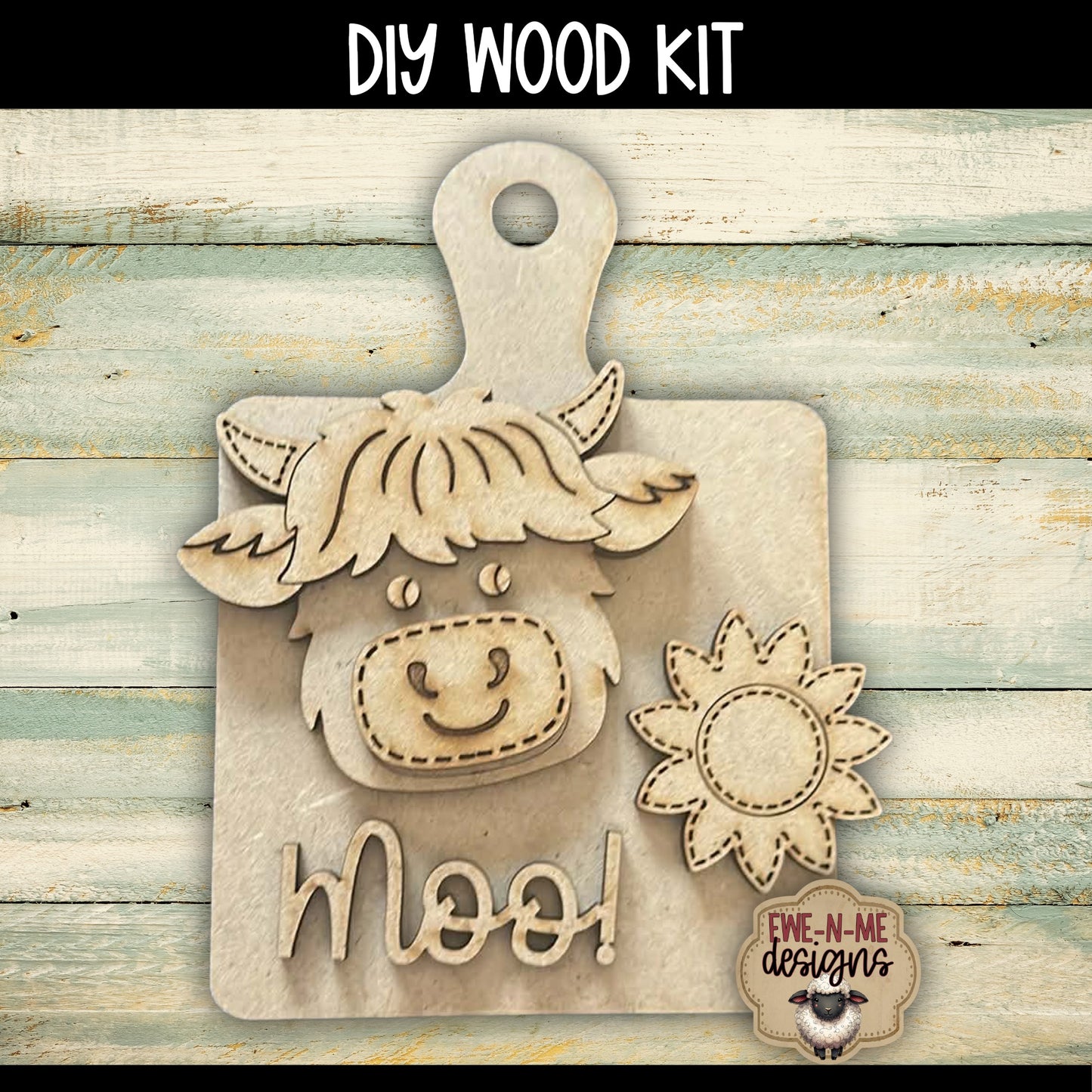 Highland Cow Cutting Board Mini Sign | DIY WOOD KIT