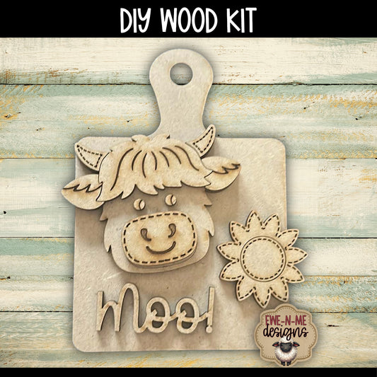Highland Cow Cutting Board Mini Sign | DIY WOOD KIT