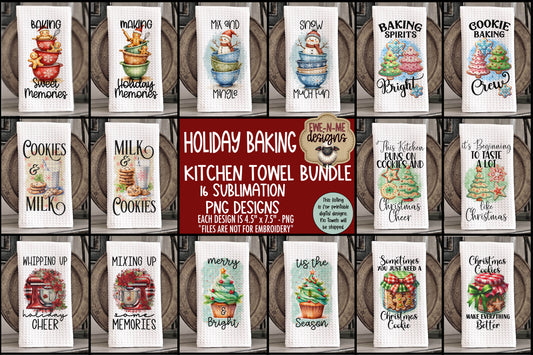 Holiday Baking - Bundle of 16 - Kitchen Towel Sublimation Designs