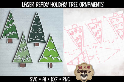 Whimsical Holiday Tree 4 Designs  - Laser Cut SVG