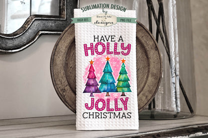 Bright Colored Christmas Trees - Kitchen Towel Sublimation Designs