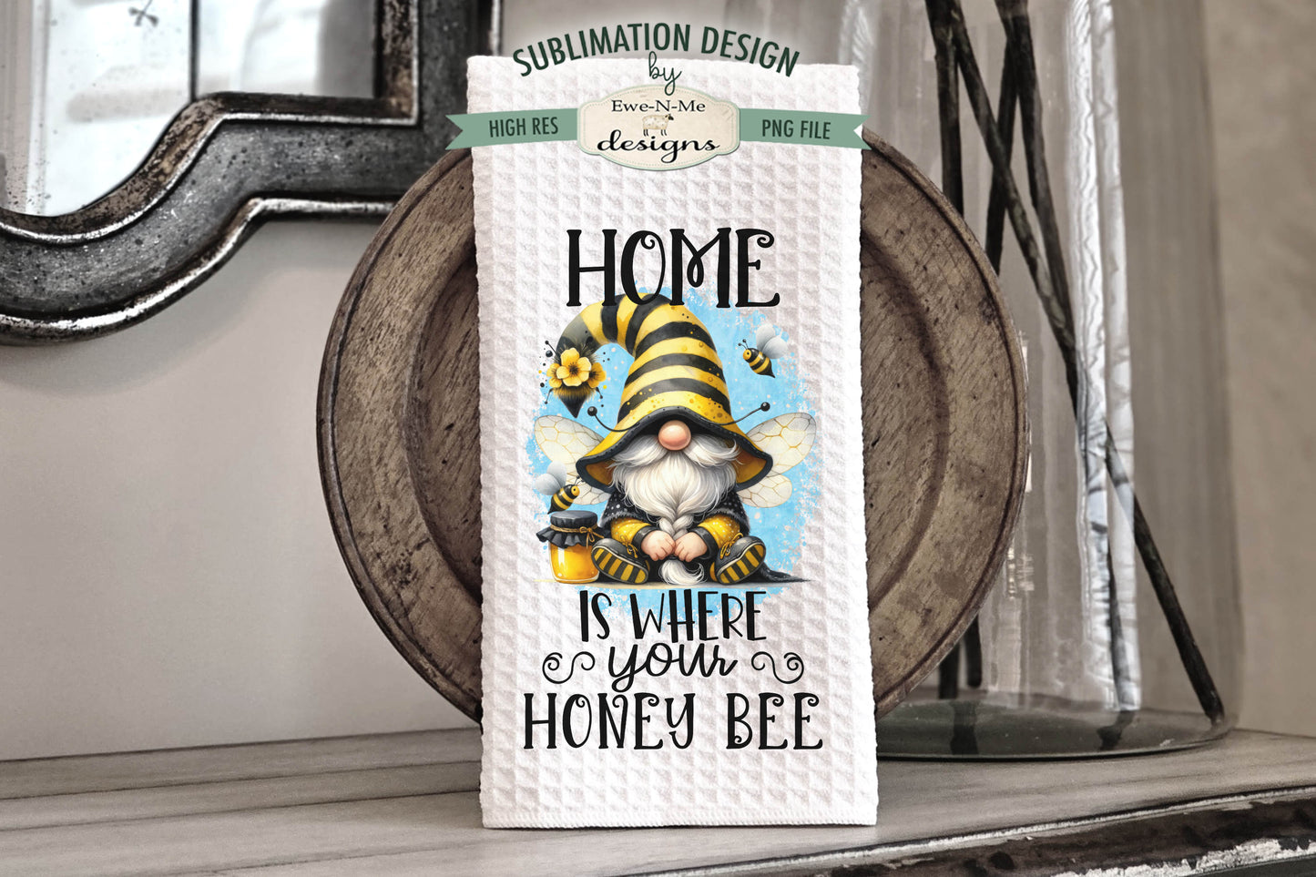 Honey Bee Gnomes - Kitchen Towel Sublimation Designs