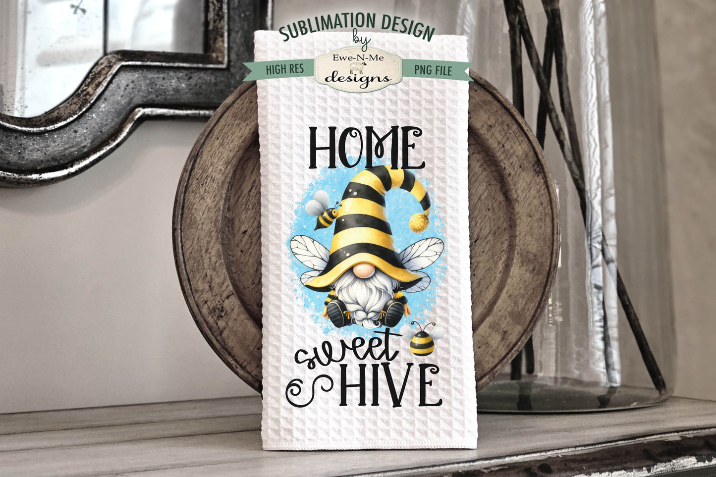 Honey Bee Gnomes - Kitchen Towel Sublimation Designs