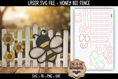 Honey Bee Daisy Fence | Laser Cut SVG File