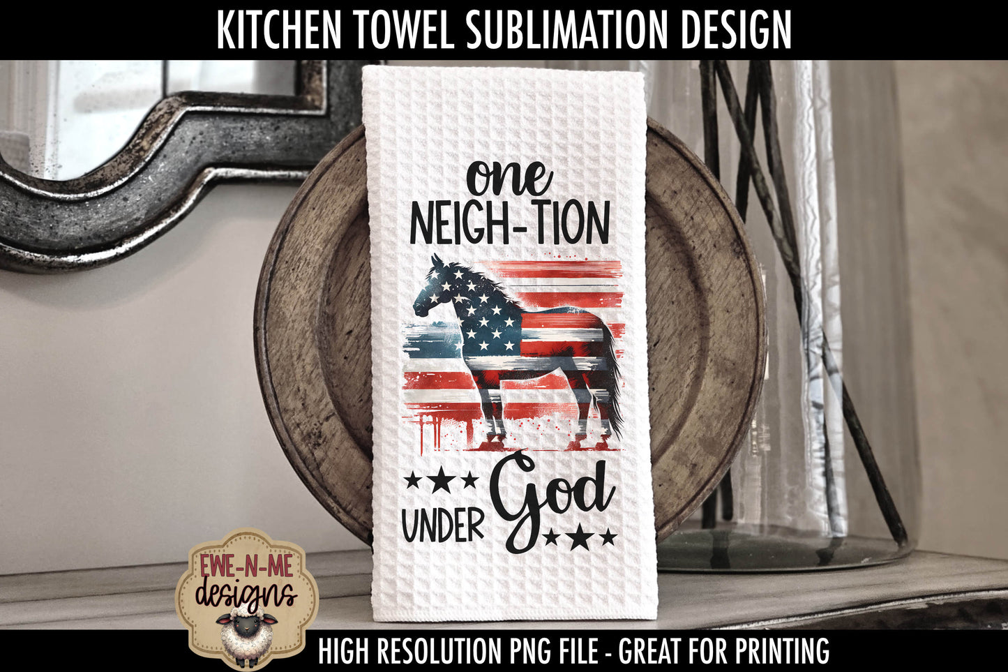 Patriotic Farm Animals - Bundle of 5 - Kitchen Towel Sublimation Designs