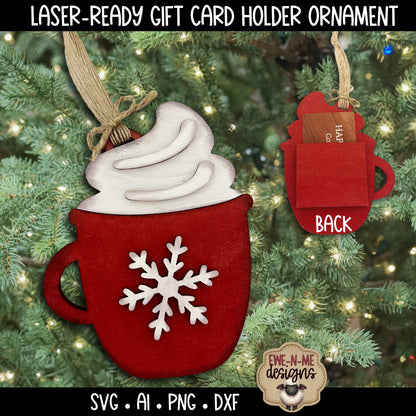 Hot Cocoa Ornament Gift Card Holder | Laser Cut SVG File