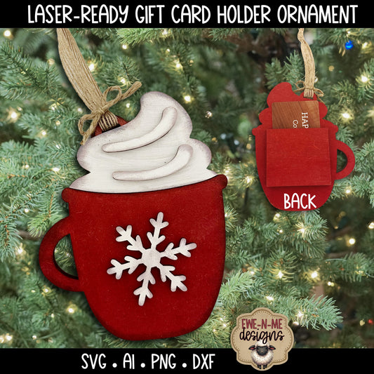 Hot Cocoa Ornament Gift Card Holder | Laser Cut SVG File