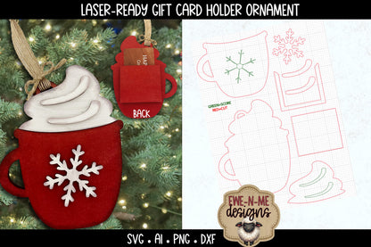 Hot Cocoa Ornament Gift Card Holder | Laser Cut SVG File