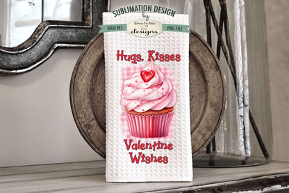 Pink Valentine Cupcakes - Kitchen Towel Sublimation Designs