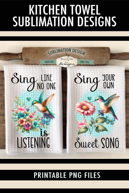 Hummingbird Sing - Kitchen Towel Sublimation Designs