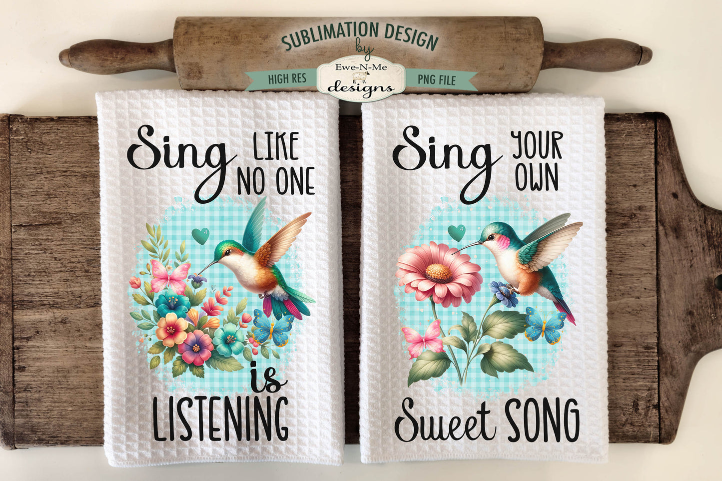 Hummingbird Sing - Kitchen Towel Sublimation Designs