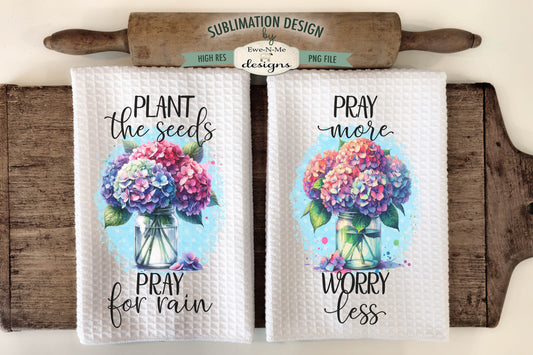 Hydrangea In Mason Jars - Kitchen Towel Sublimation Designs