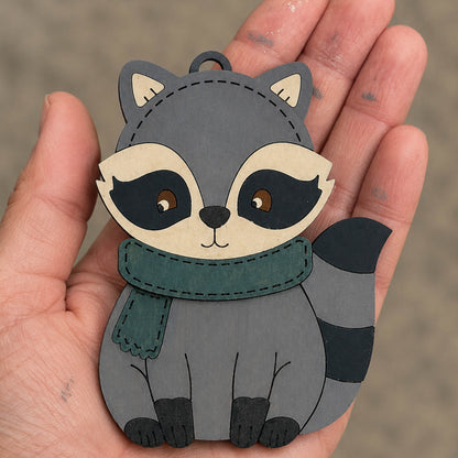 Woodland Raccoon Ornament | Laser Cut SVG File