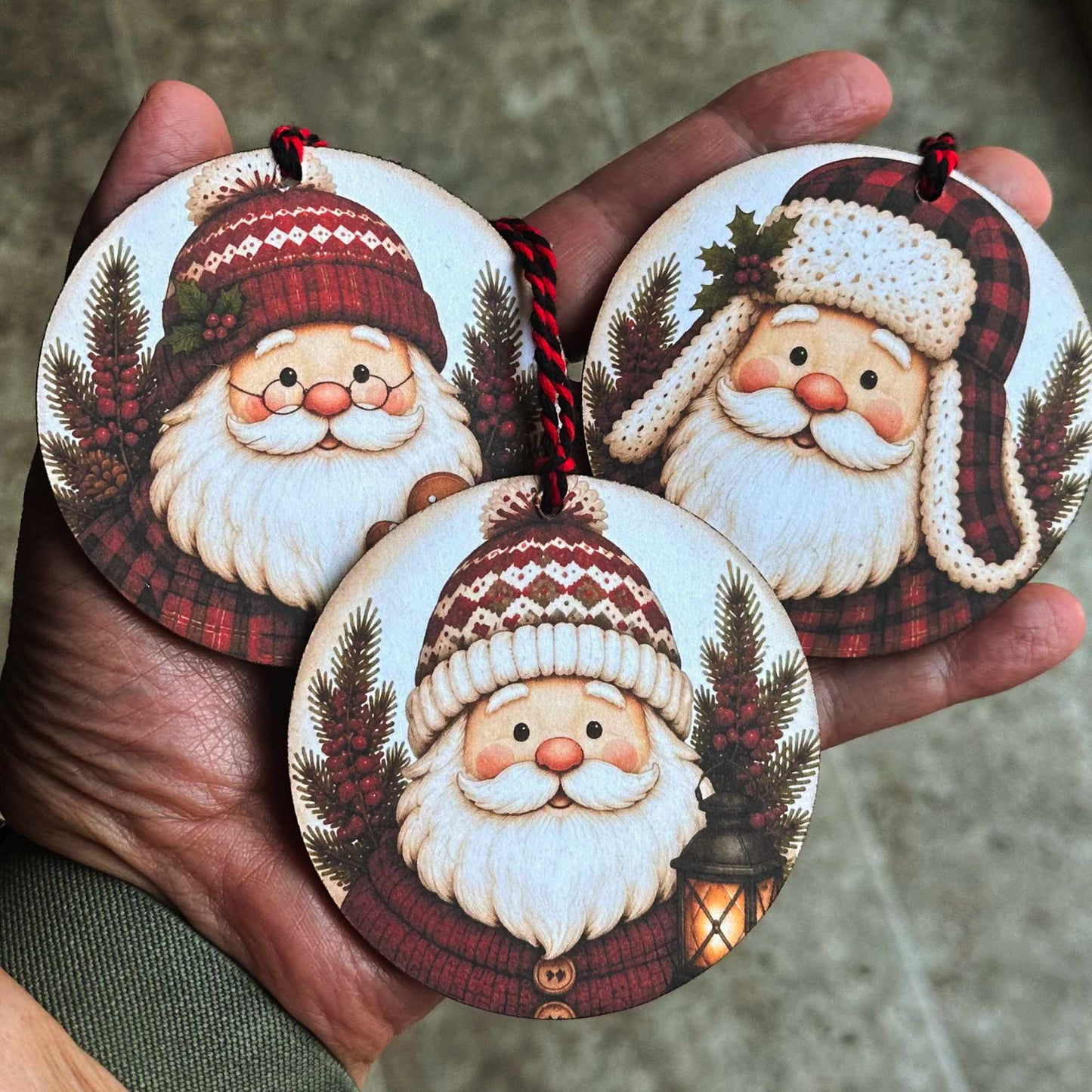 Santa Ornament Bundle | Laser Cut SVG File + Printable PNG Files with Bonus Sticker File