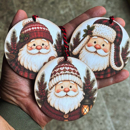 Santa Ornament Bundle | Laser Cut SVG File + Printable PNG Files with Bonus Sticker File