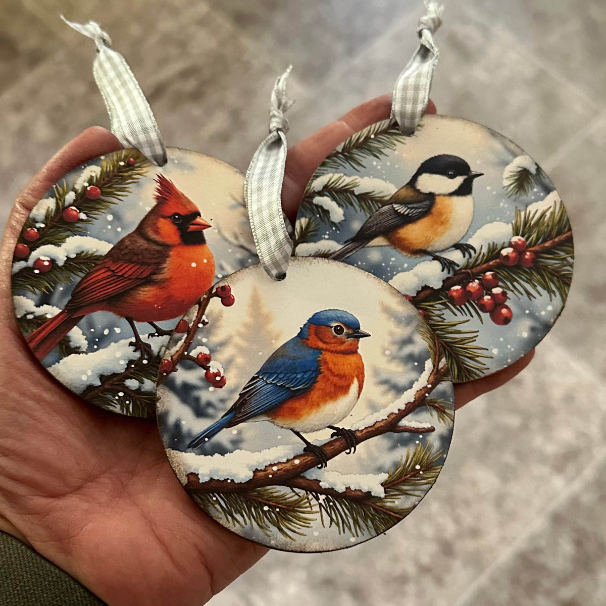 Winter Bird Ornament Bundle | Laser Cut SVG File + Printable PNG Files with Bonus Sticker File