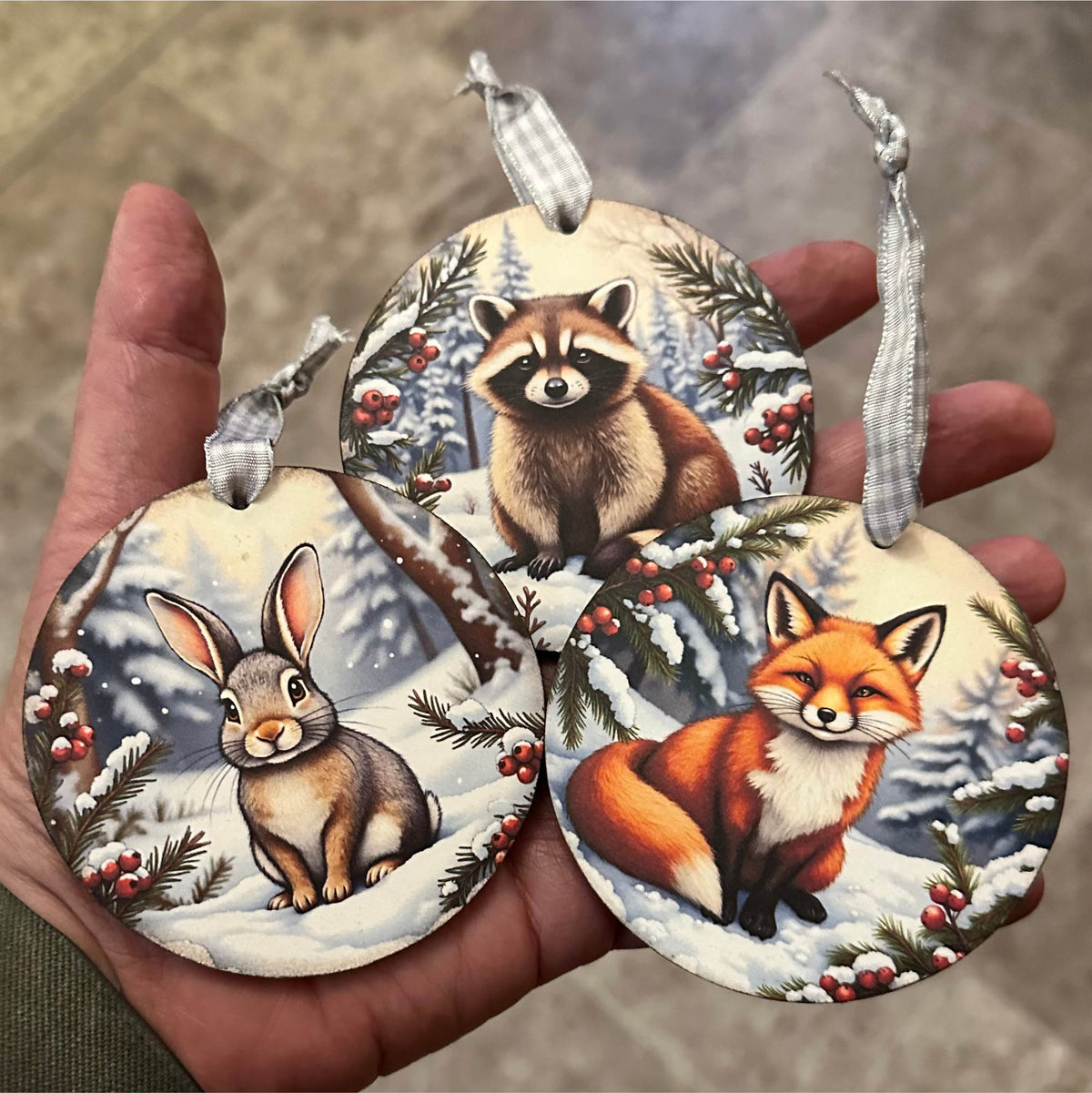 Woodland Animal Ornament Bundle | Laser Cut SVG File + Printable PNG Files with Bonus Sticker File