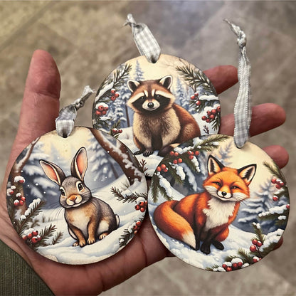 Woodland Animal Ornament Bundle | Laser Cut SVG File + Printable PNG Files with Bonus Sticker File