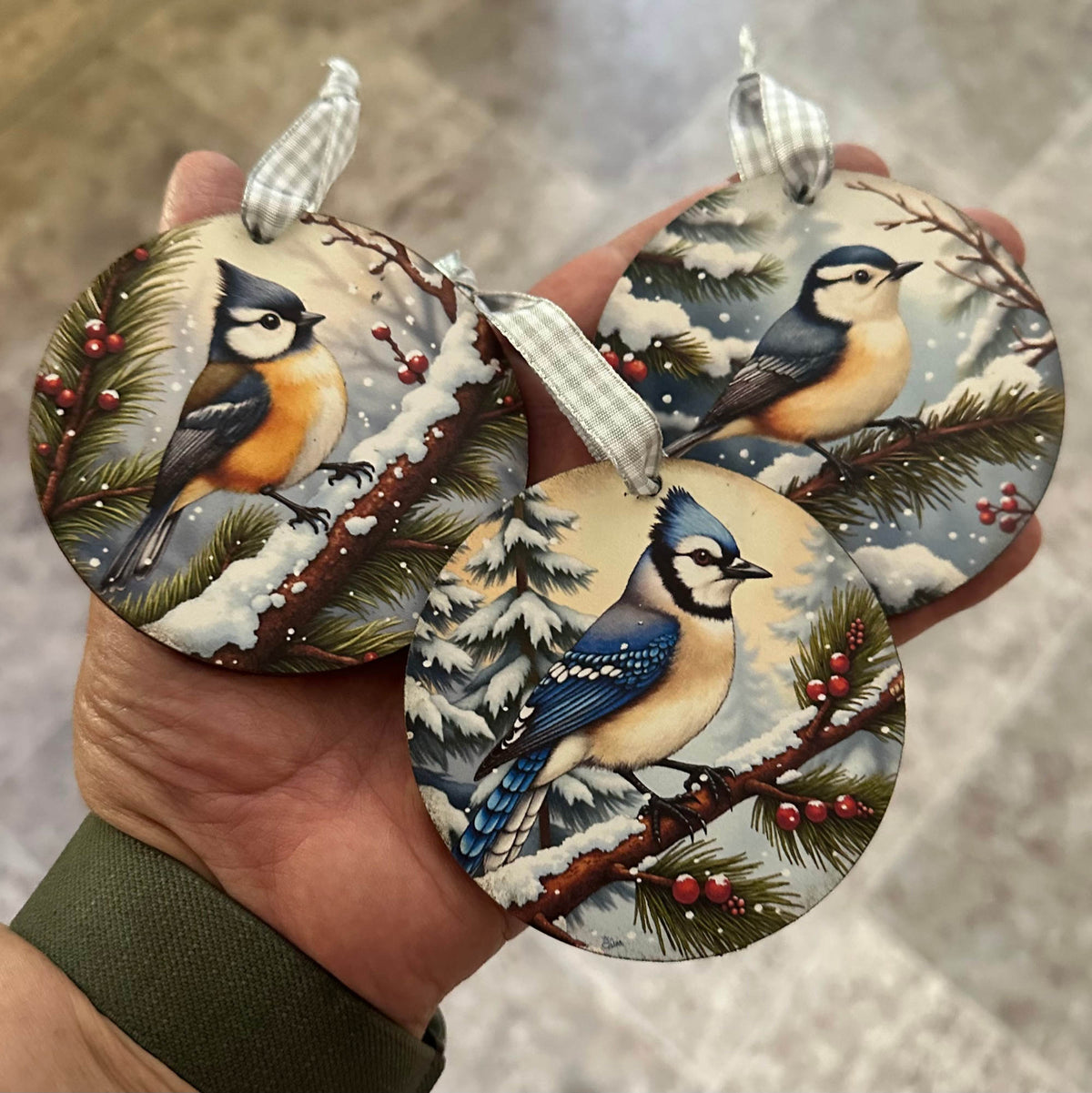 Winter Bird Ornament Bundle | Laser Cut SVG File + Printable PNG Files with Bonus Sticker File