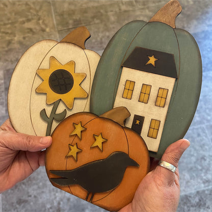 Primitive Pumpkin Shelf Sitter Trio | Laser Cut SVG Files