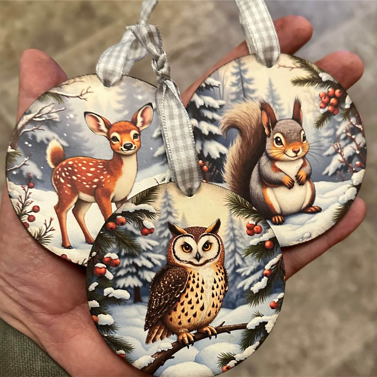 Woodland Animal Ornament Bundle | Laser Cut SVG File + Printable PNG Files with Bonus Sticker File