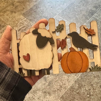 Fall Pumpkin, Crow and Sheep Fence | Laser Cut SVG File
