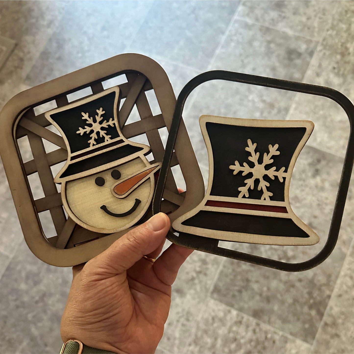 Interchangeable Tobacco Basket Inserts - Snowman and Top Hat | Laser Cut SVG File