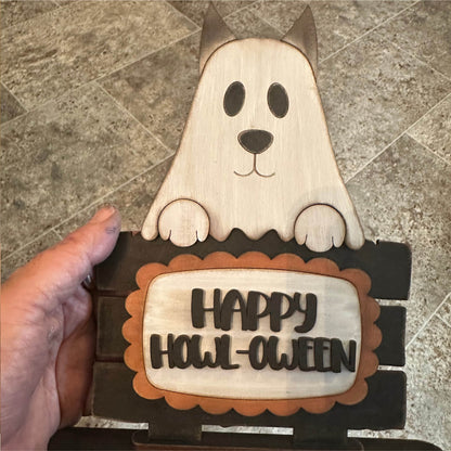 Ghost Dog Happy Howl-oween  Shelf Sitter | Laser Cut SVG File