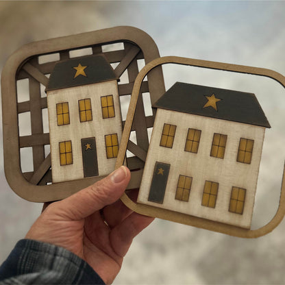 Interchangeable Tobacco Basket Inserts - Primitive Saltbox Houses | Laser Cut SVG Files