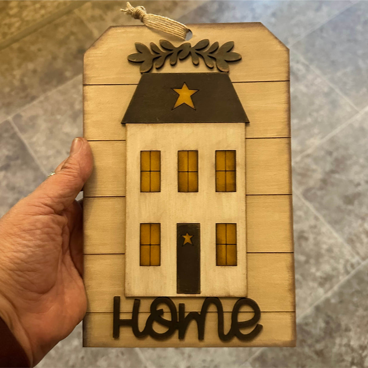 Primitive Home Saltbox House Tag Sign | Laser Cut SVG File