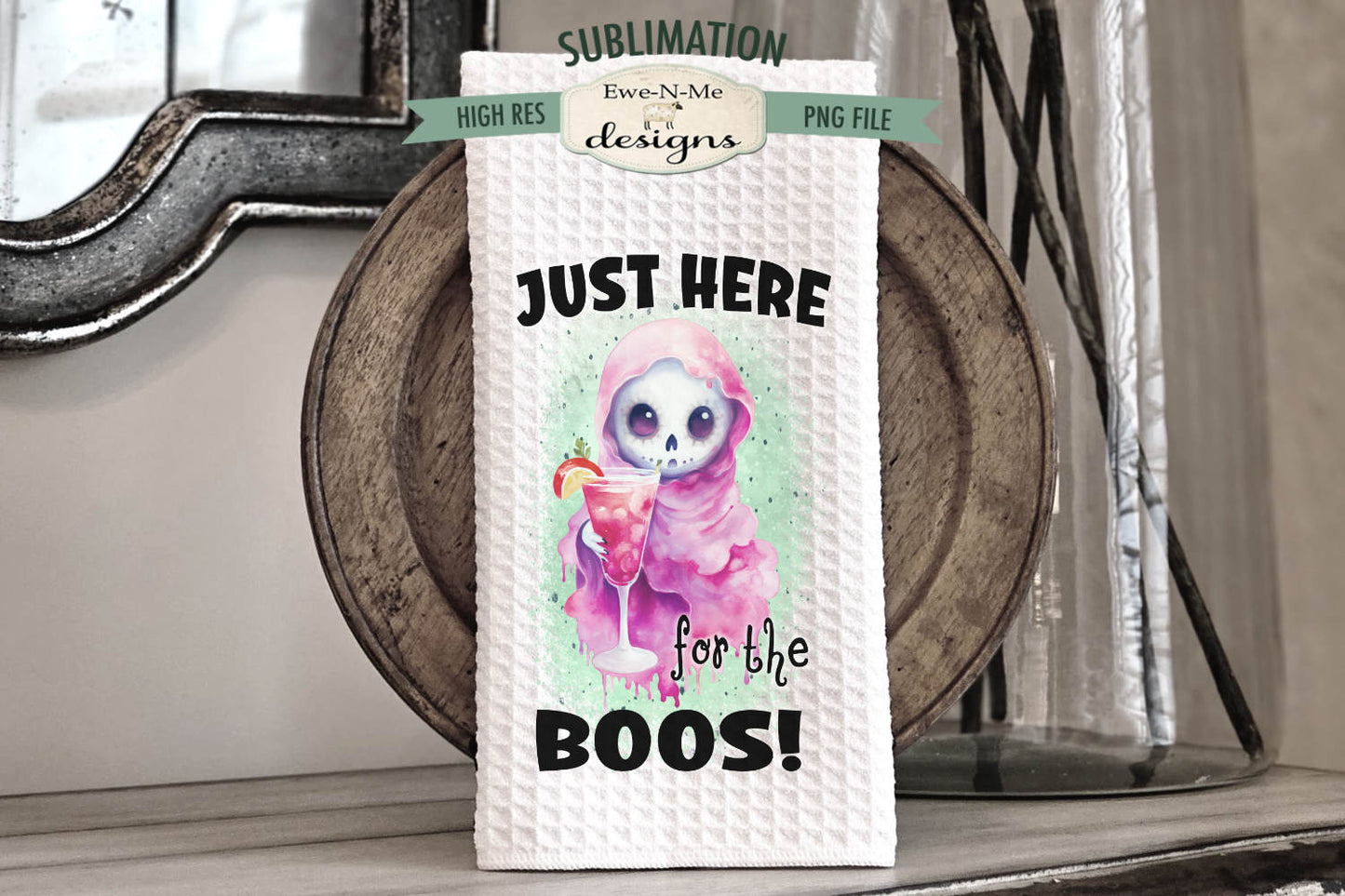 Pink Halloween Ghosts - Kitchen Towel Sublimation Designs