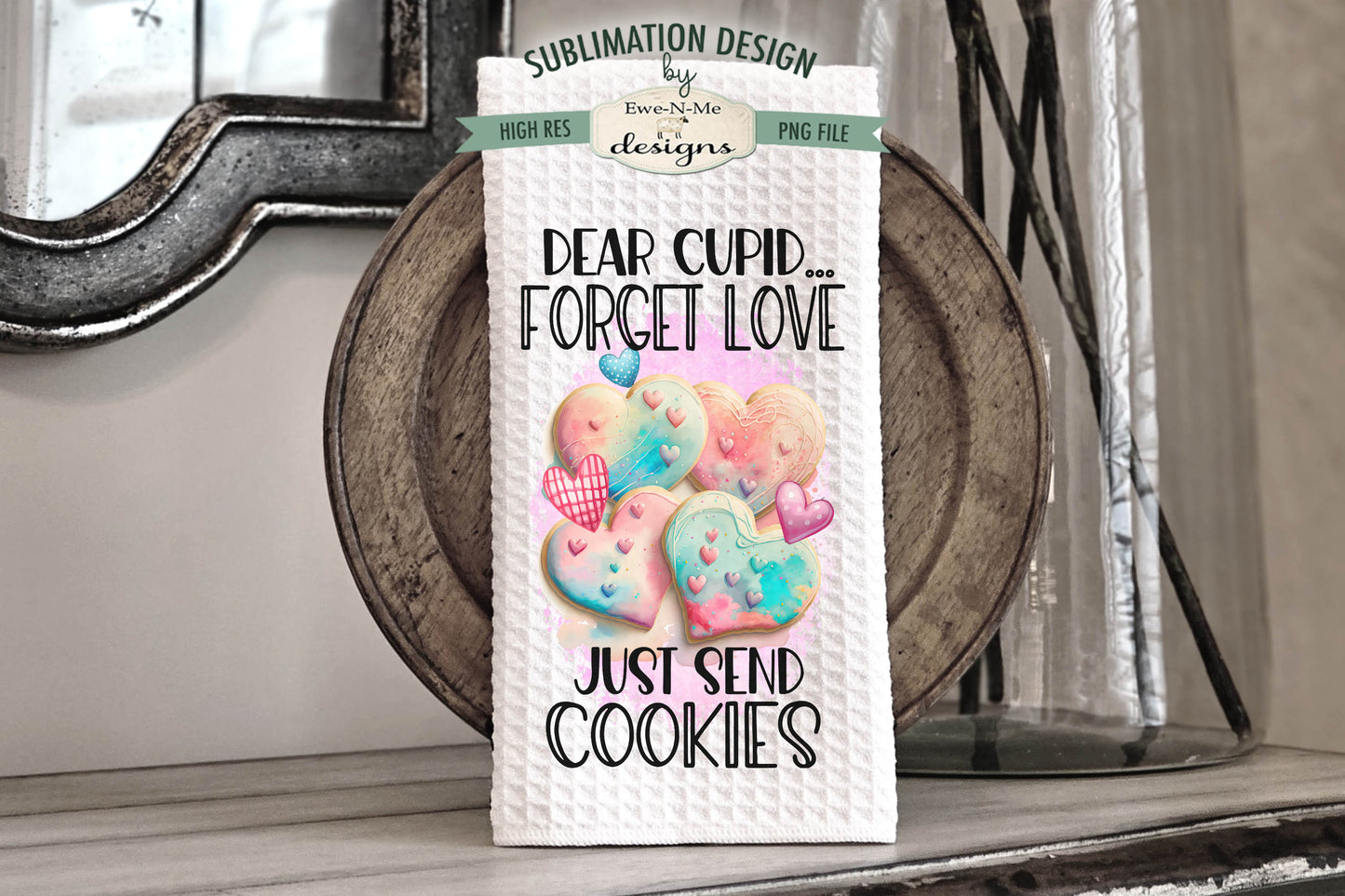Valentine Heart Cookies - Kitchen Towel Sublimation Designs
